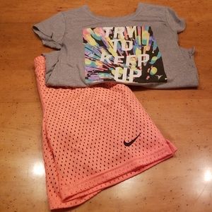 Nike shorts and athletic t-shirt
